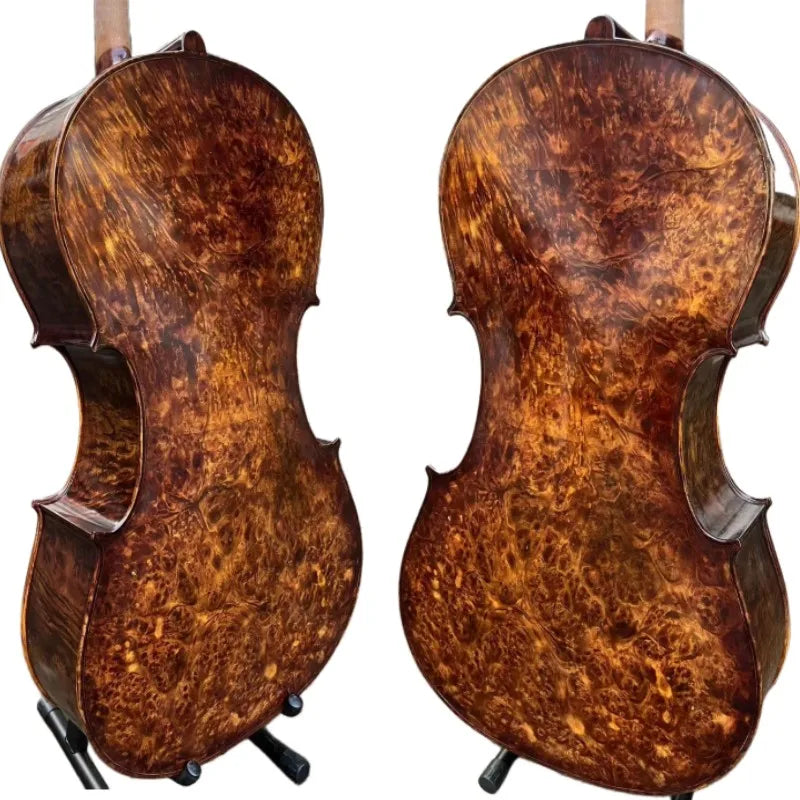 MMOOKA Rare Professional song Cello 4/4 Solid Bird eye maple back old spruce top#15715