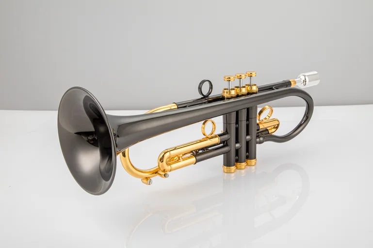 MMOOKA Real Pictures MARGEWATE Bb Tune Trumpet Black Nickel-Plated Brass Professional Musical Instrument With Case Nozzle