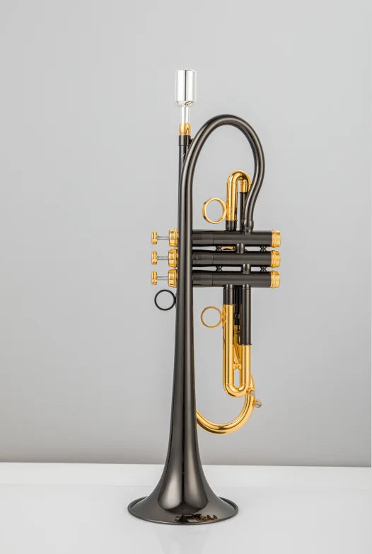 MMOOKA Real Pictures MARGEWATE Bb Tune Trumpet Black Nickel-Plated Brass Professional Musical Instrument With Case Nozzle