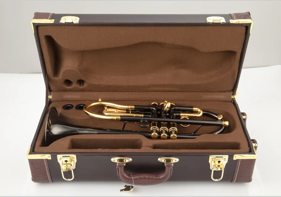 MMOOKA Real Pictures MARGEWATE Bb Tune Trumpet Black Nickel-Plated Brass Professional Musical Instrument With Case Nozzle