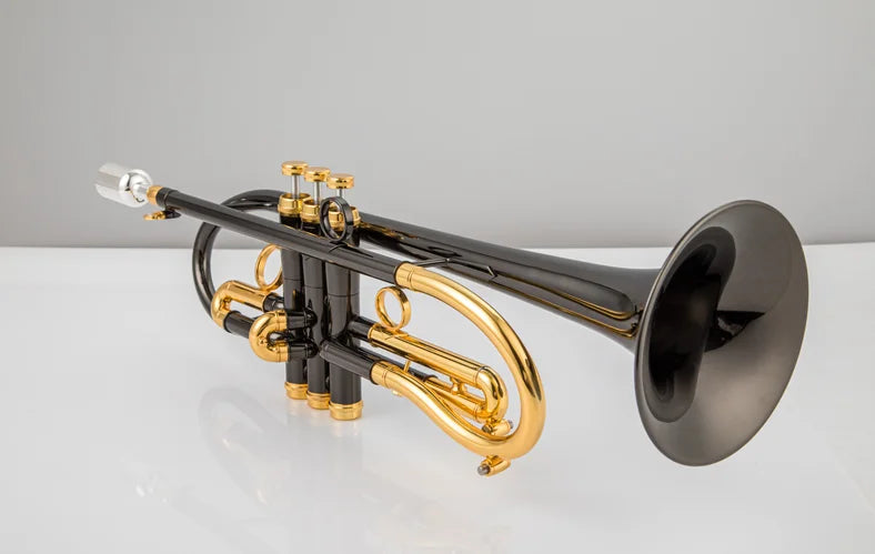 MMOOKA Real Pictures MARGEWATE Bb Tune Trumpet Black Nickel-Plated Brass Professional Musical Instrument With Case Nozzle