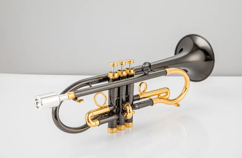 MMOOKA Real Pictures MARGEWATE Bb Tune Trumpet Black Nickel-Plated Brass Professional Musical Instrument With Case Nozzle