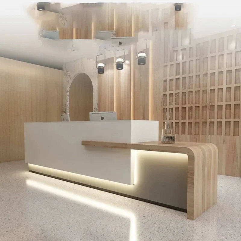 Reception Reception bancone scrivanie tavolo ausiliario in piedi tavolo da ufficio chiesa pulpiti Balcao Para Salao De Beleza