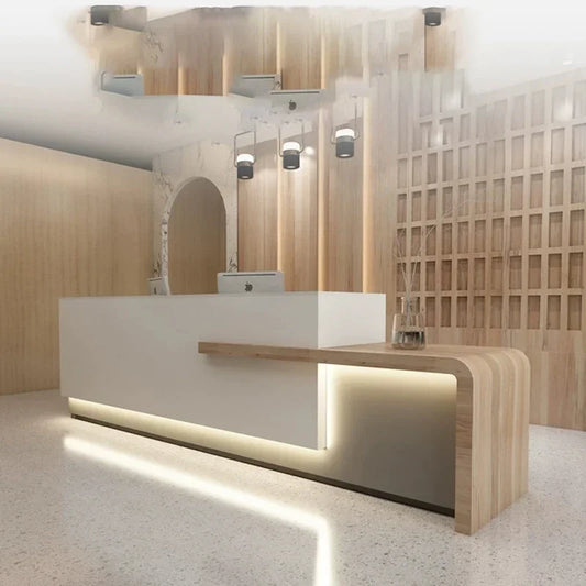 Reception Reception bancone scrivanie tavolo ausiliario in piedi tavolo da ufficio chiesa pulpiti Balcao Para Salao De Beleza