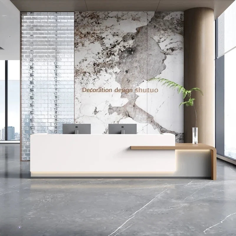 Reception Reception bancone scrivanie tavolo ausiliario in piedi tavolo da ufficio chiesa pulpiti Balcao Para Salao De Beleza