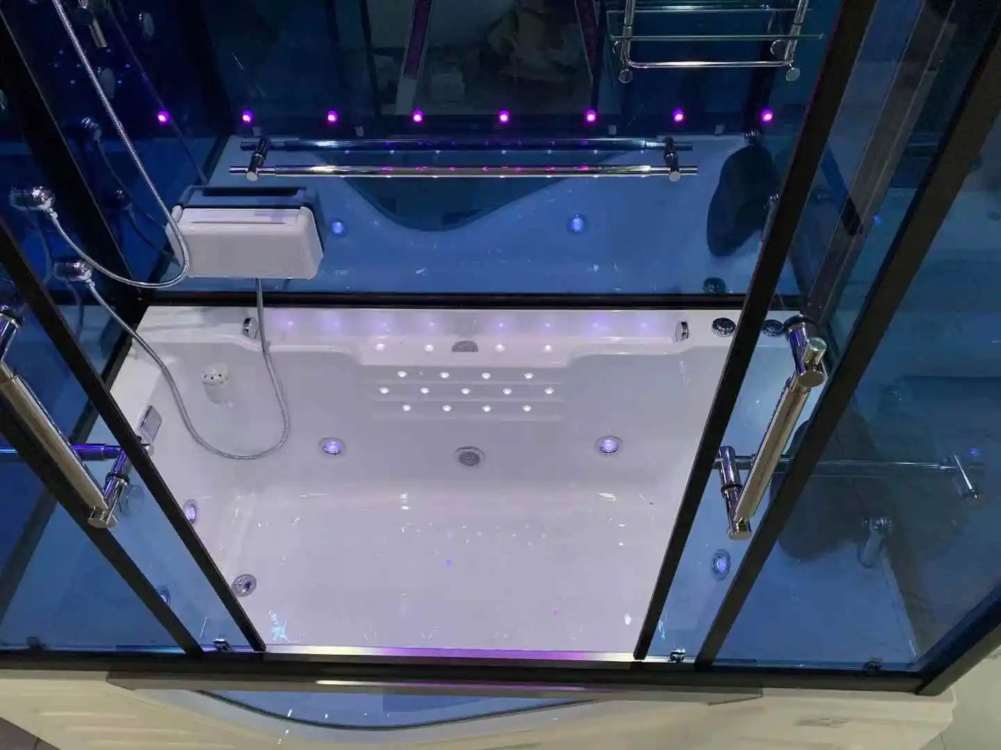 Rectangular overall shower room, bathtub, integrated with foot pedal, wet steaming, surfing, massage bathtub