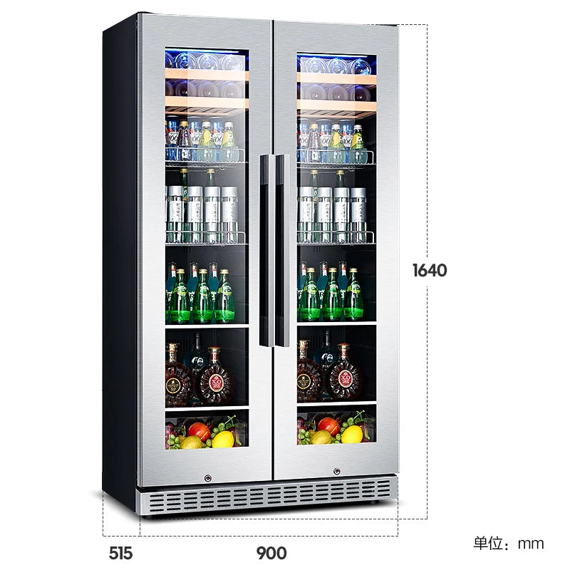 Red wine cabinet, constant temperature ice bar, double door household living room, air-cooled embedded refrigerated tea refriger
