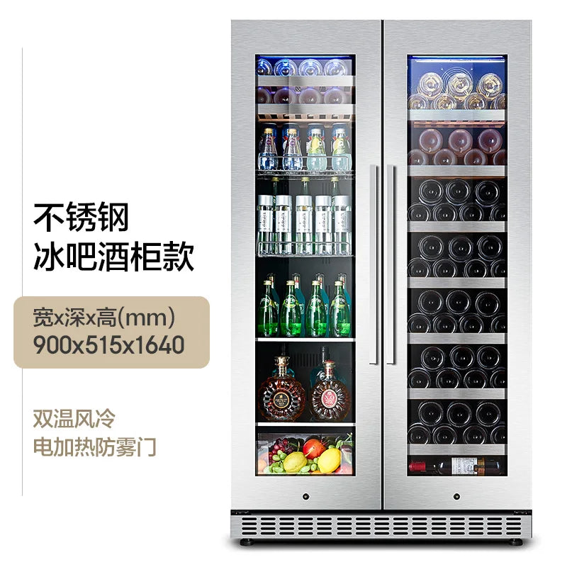 Red wine cabinet, constant temperature ice bar, double door household living room, air-cooled embedded refrigerated tea refriger
