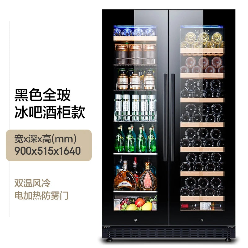 Red wine cabinet, constant temperature ice bar, double door household living room, air-cooled embedded refrigerated tea refriger