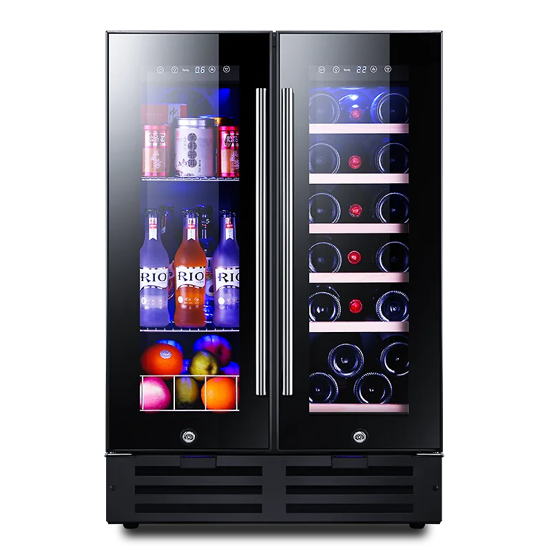 Red wine cabinet, constant temperature ice bar, double door household living room, air-cooled embedded refrigerated tea refriger