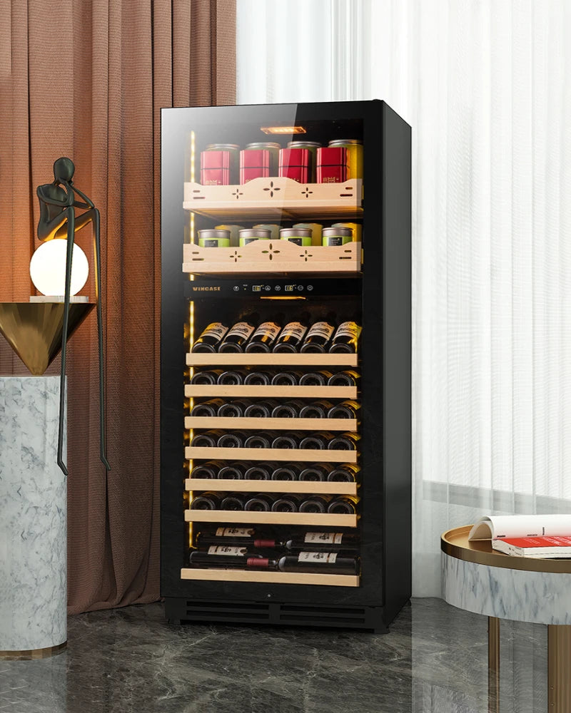 Red wine cabinet, constant temperature wine cabinet, embedded dual temperature household ice bar, living room, tea beverage refr