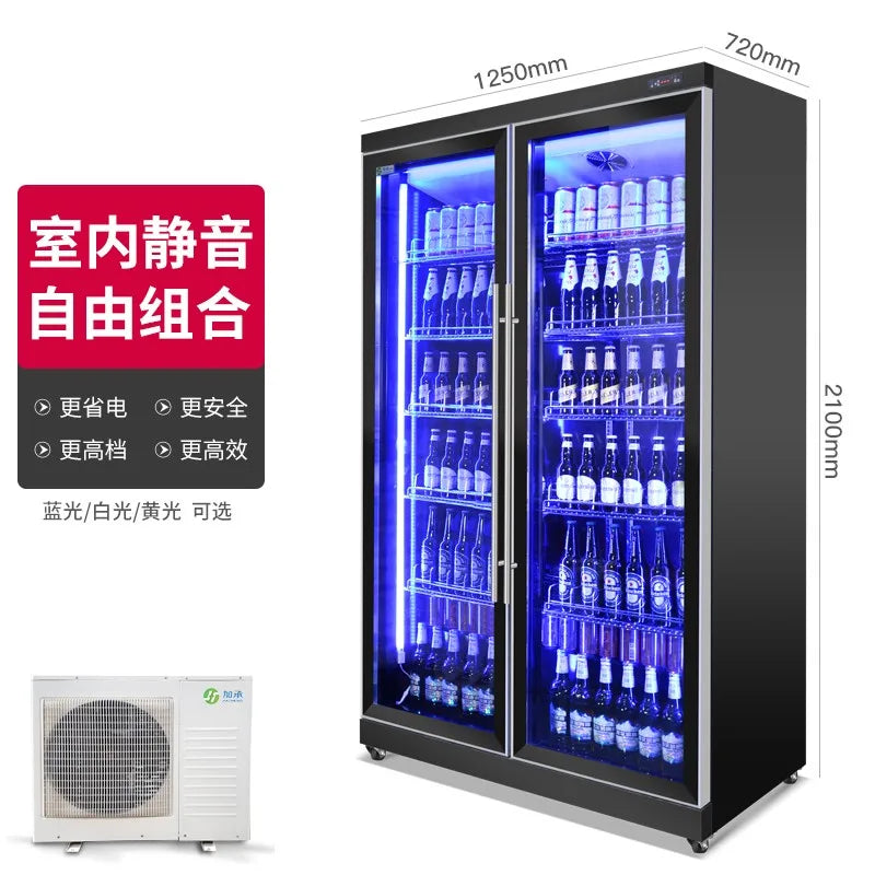 Refrigerator commercial bar freezer beer freezer vertical refrigerator fresh-keeping cabinet large capacity beverage display cab