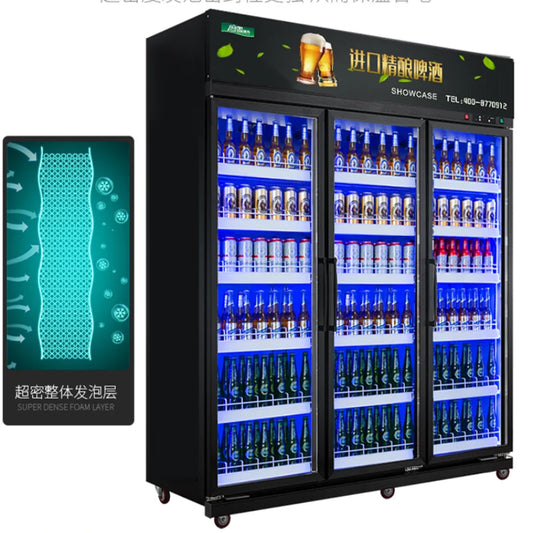 Refrigerator, commercial beer cabinet, refrigerated display cabinet, black large capacity refrigerator, beverage cabinet, vertic