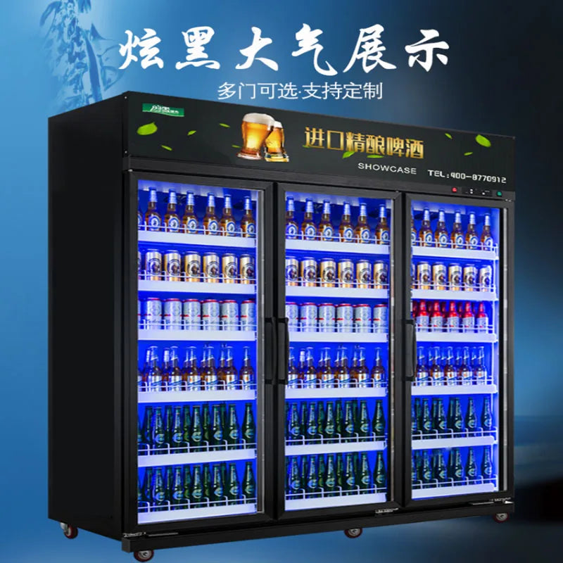 Refrigerator, commercial beer cabinet, refrigerated display cabinet, black large capacity refrigerator, beverage cabinet, vertic