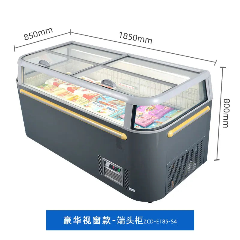 Refrigerator commercial combination island cabinet horizontal display freezer supermarket frost-free refrigerator transparent gl