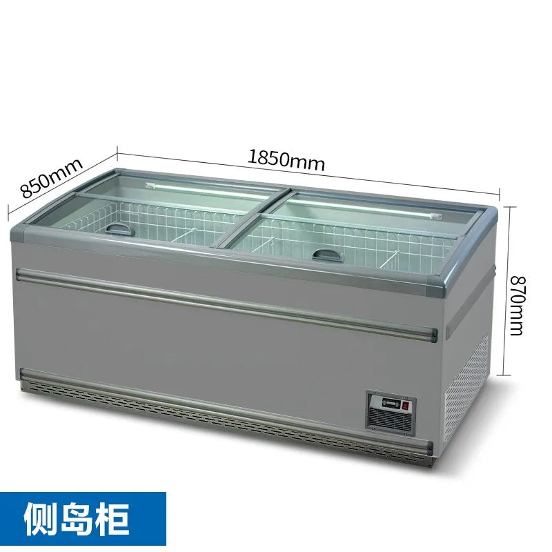 Refrigerator commercial combination island cabinet horizontal display freezer supermarket frost-free refrigerator transparent gl