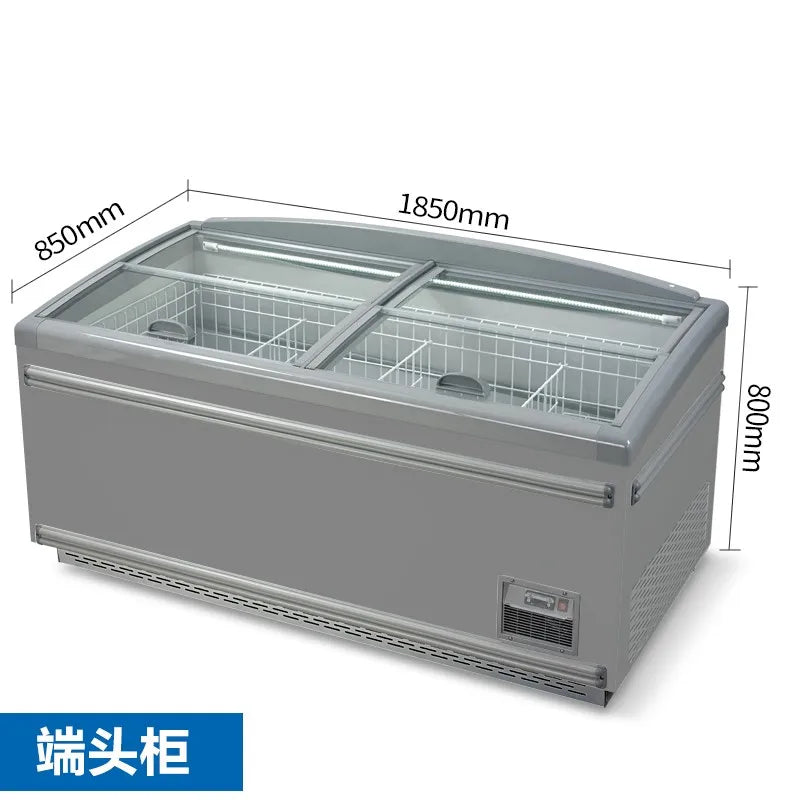 Refrigerator commercial combination island cabinet horizontal display freezer supermarket frost-free refrigerator transparent gl