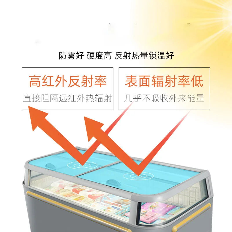 Refrigerator commercial combination island cabinet horizontal display freezer supermarket frost-free refrigerator transparent gl
