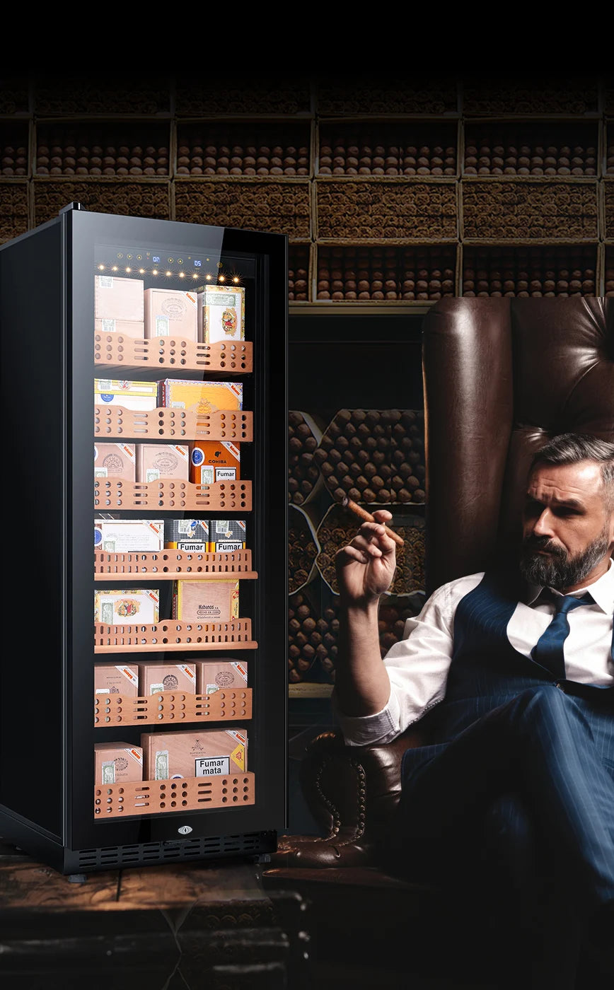Refrigerator wine cooler Chiller Cigar Humidor Cabinet Freestanding Compact Wine Fridge 103 Bottle Digital Control Glass Door
