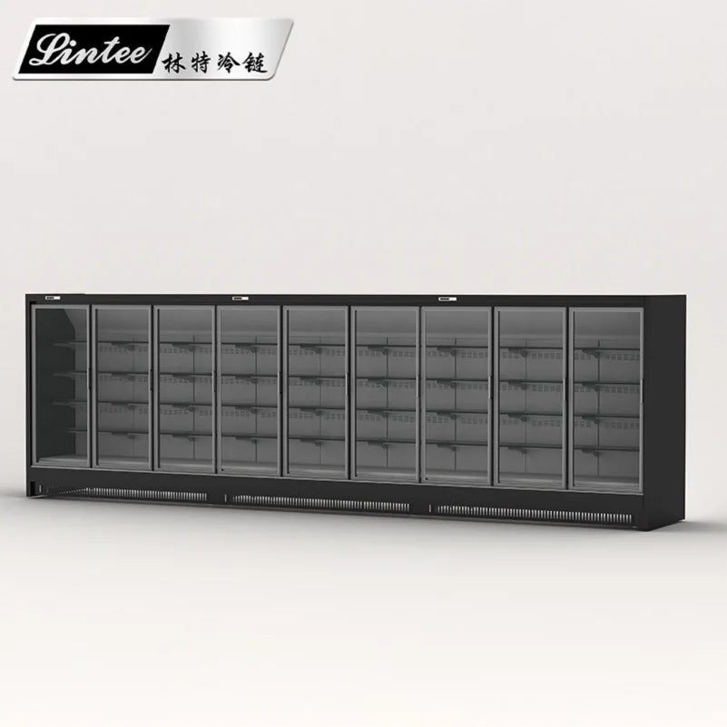 Remote Ice Cream Display Fridge Meat Chiller Supermarket Refrigerator Upright Glass Door Freezer