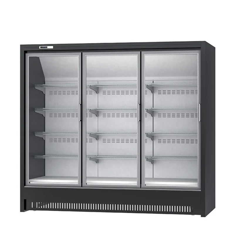 Remote Ice Cream Display Fridge Meat Chiller Supermarket Refrigerator Upright Glass Door Freezer