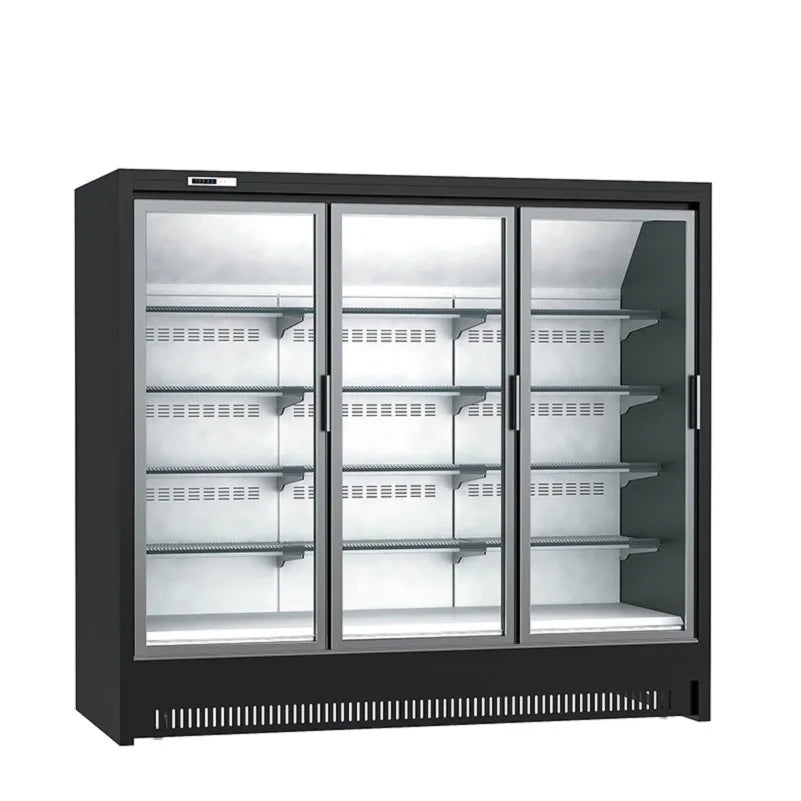 Remote Ice Cream Display Fridge Meat Chiller Supermarket Refrigerator Upright Glass Door Freezer
