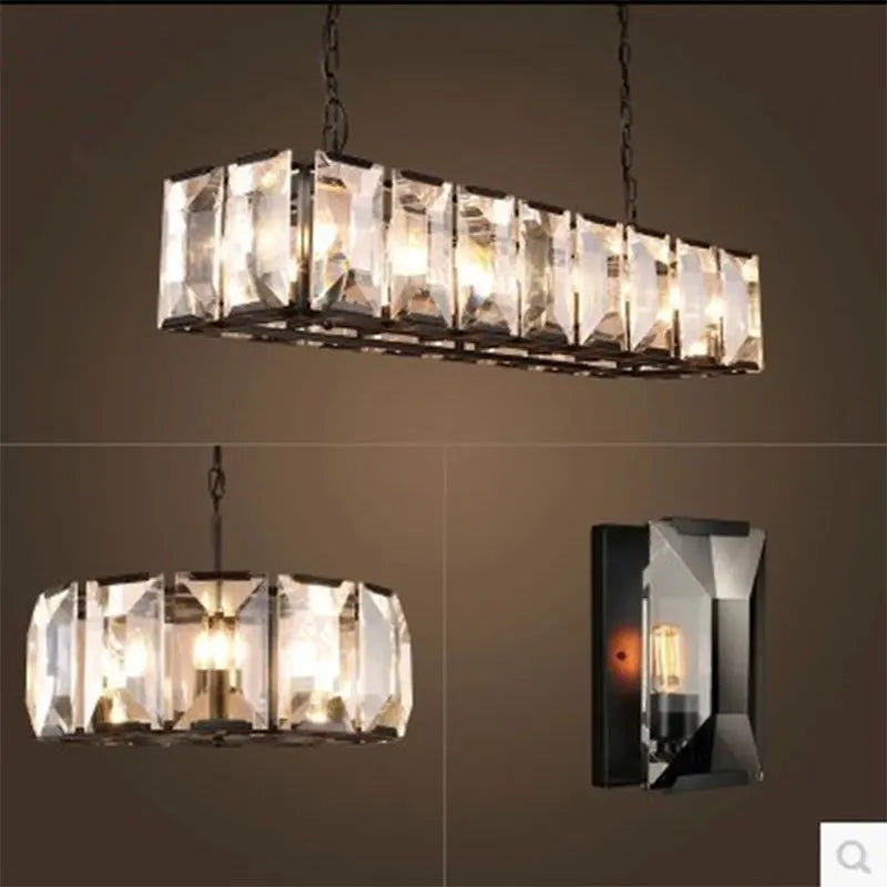 Retro Living Room Crystal Copper Chandelier Pendant Light Luxury Modern Bedroom Villa Dining Table Home Decor Pendant Light