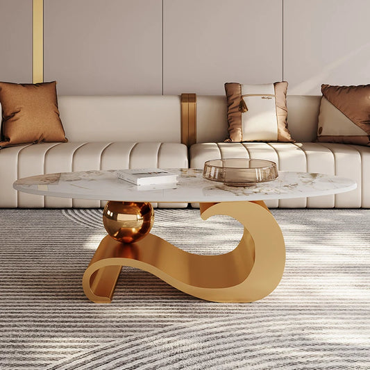 Rock-plate light luxury coffee table Modern minimalist small-sized Italian living room designer oval