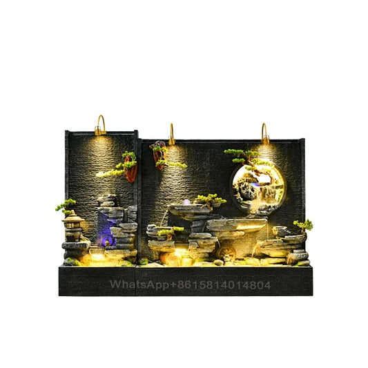 Rockery and flowing water landscape water curtain wall/entrance screen hotel villa courtyard decoration hall water feature wall