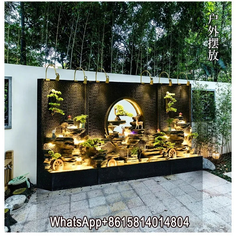 Rockery and flowing water landscape water curtain wall/entrance screen hotel villa courtyard decoration hall water feature wall