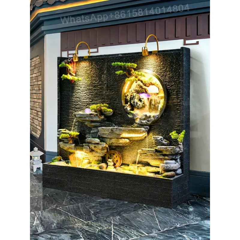 Rockery and flowing water landscape water curtain wall/entrance screen hotel villa courtyard decoration hall water feature wall