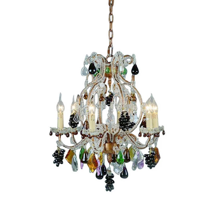 Romantic Color Crystal Chandelier Art European French Duplex Villa Living Room