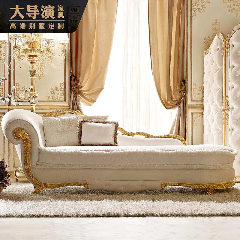Romantic French all-solid wood carved sofa combination luxury villa furniture European living room custom large-sized sofa