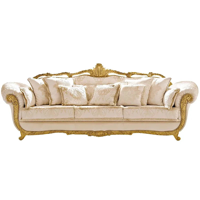 Romantic French all-solid wood carved sofa combination luxury villa furniture European living room custom large-sized sofa