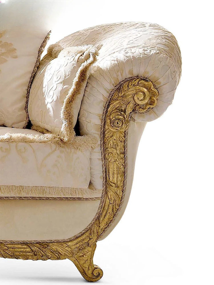 Romantic French all-solid wood carved sofa combination luxury villa furniture European living room custom large-sized sofa