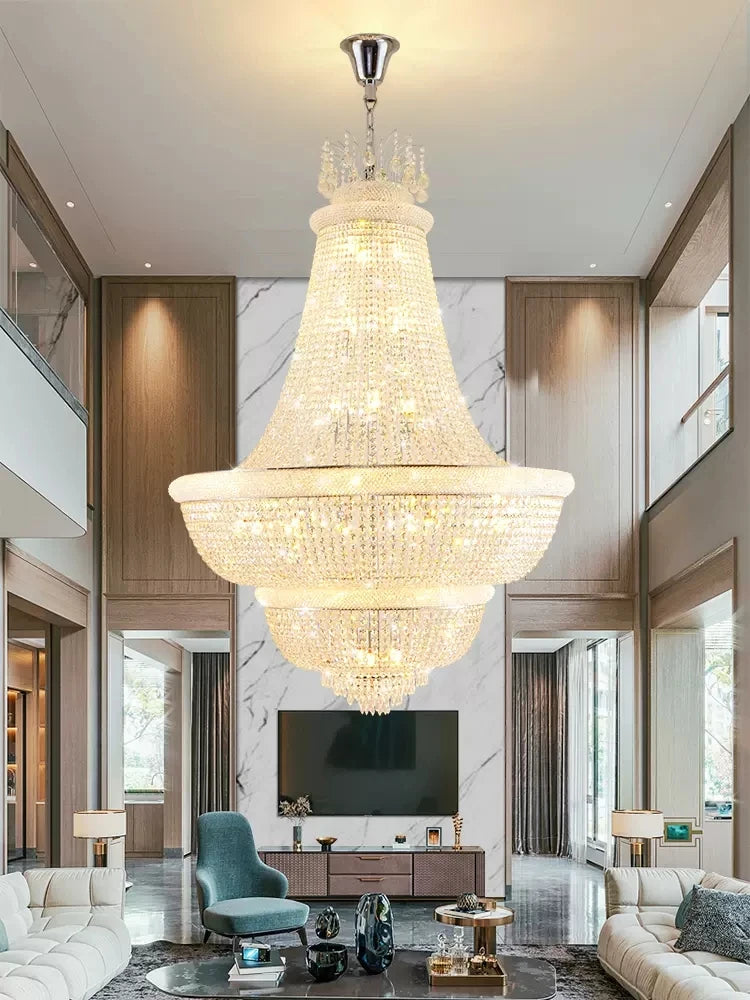 Romantic K9 Crystal Chandelier Lights Fixture American Modern Luxury Chandelier European Home Villa Stair Hall Lobby Droplight