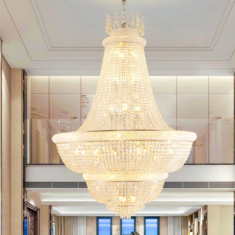 Romantic K9 Crystal Chandelier Lights Fixture American Modern Luxury Chandelier European Home Villa Stair Hall Lobby Droplight