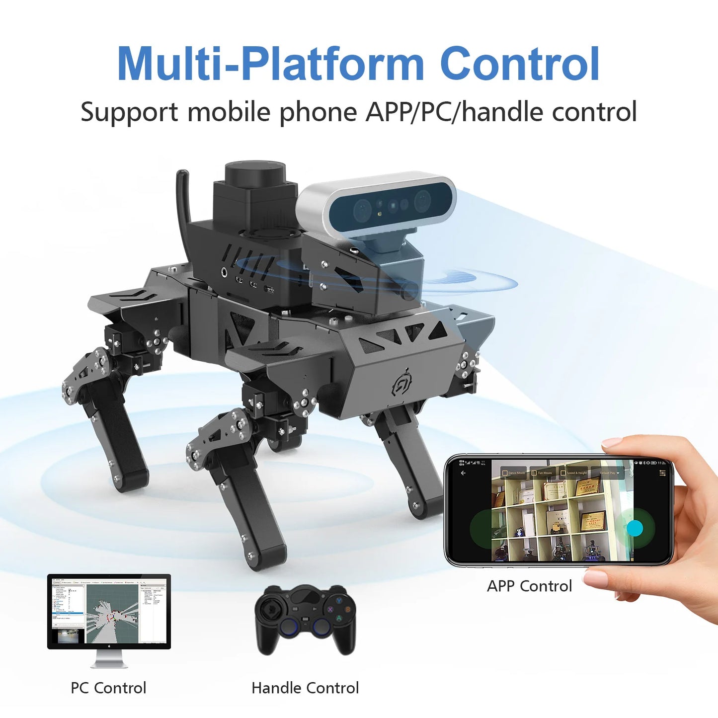 Ros Corgi Quadruped Dog Intelligent Programming Robot AI Visual Education Wifi Wireless Remote Control By iOS Android Gamepad