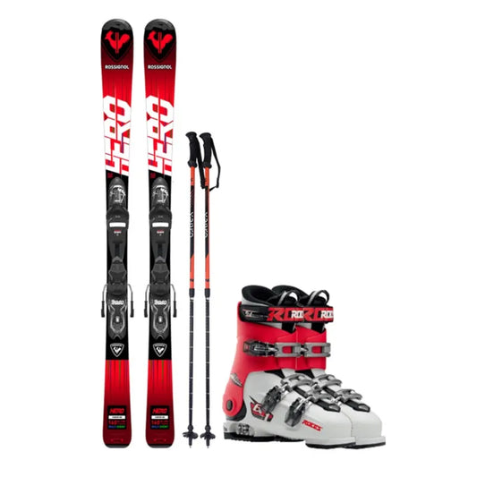лыжные палки Rossignol France GOLDEN ROOSTER Children's Skis Double Board Set Full Set Skiing Boots Youth Ski Equipment