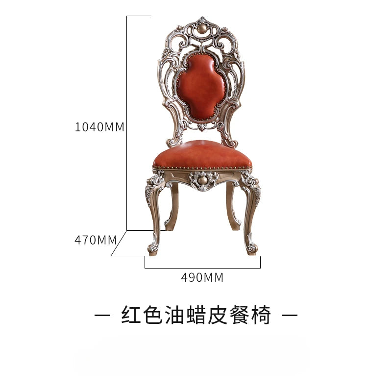 Round dining table and chairs, new classical European style solid wood villa furniture, 1.8M dining table