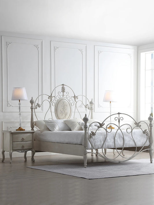 Rustic Princess Bed 1.5m Children Light Luxury Girl Cloud Wrought Iron Vintage Bed
