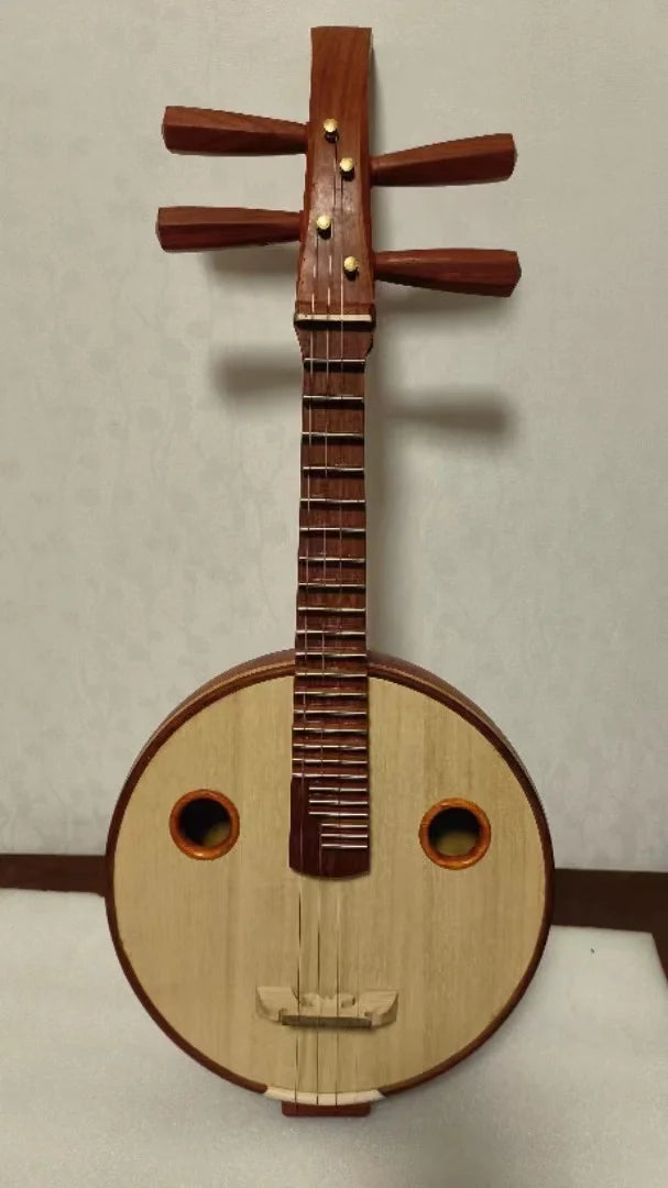 Treble Small Ruan With Round Holes Straight Chinese String Instrument