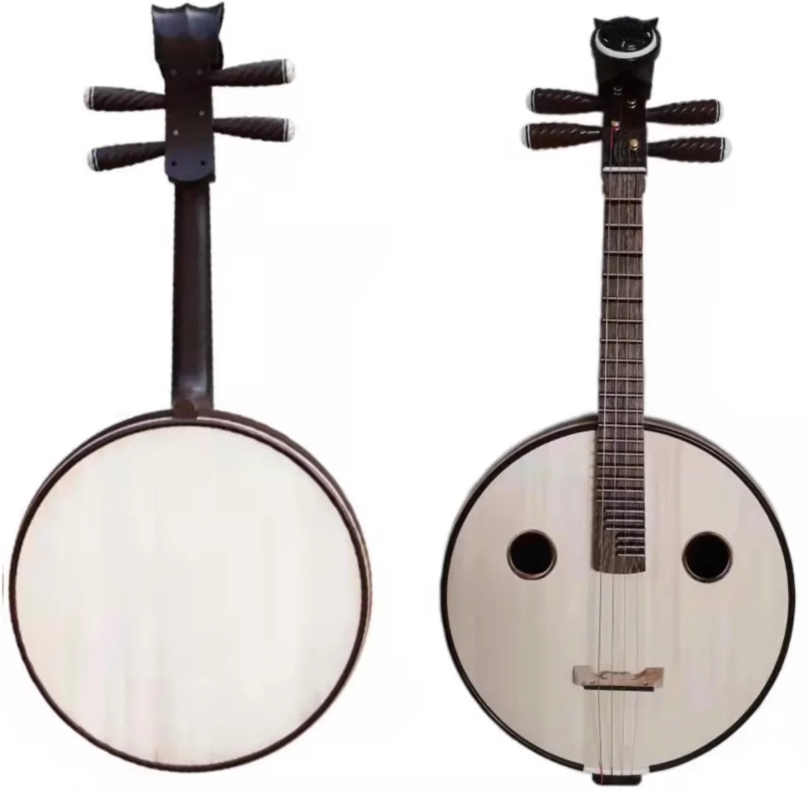 Small Ruan Xiaoruan With Round Holes Straight Chinese String Instrument