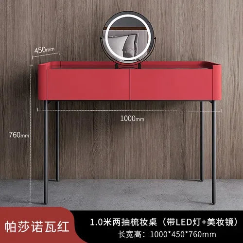 MMOOKA Italian Minimalist Dressing Table Modern Bedroom Mirror Jewelry Box Password Lock