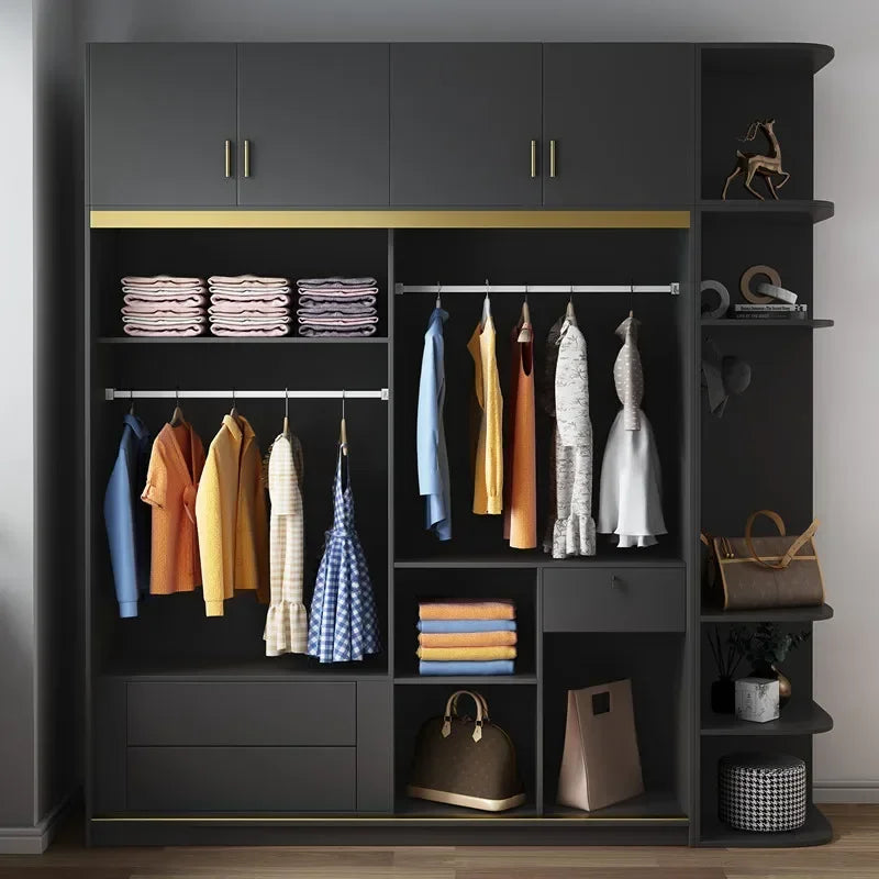 MMOOKA Modern minimalist luxury sliding door wardrobe locker household bedroom assembly wardrobe