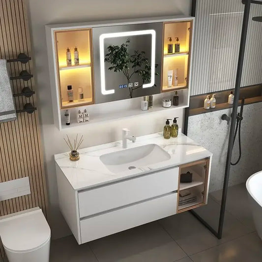 MMOOKA Solid Wood Home Bathroom Cabinet Sinks  65cm-115c Furniture Wash Basin Combination Bathroom Bathroom Smart Wash Basin