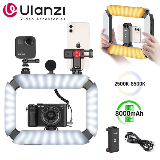 MMOOKA Ulanzi U200 U-200 Smartphone Video Rig  LED Video Light 2 in 1 Ring Light Cold Shoe for Microphone Tiktok Youtube Live Rig Light