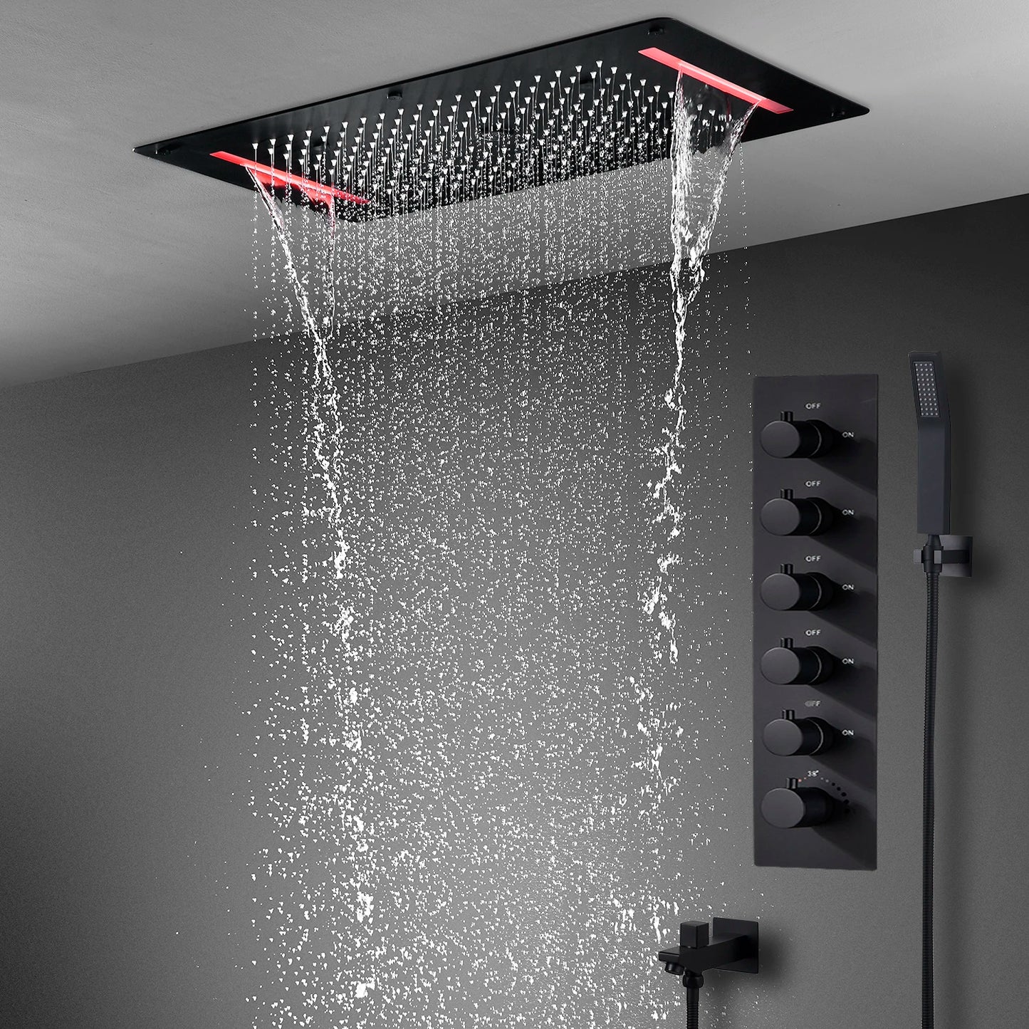 ANTNX Bathroom Ceiling Concealed 700x380mm Shower Head Panel Set Constant Temperature Valve Mixer Handheld Shower ANTNX.COM