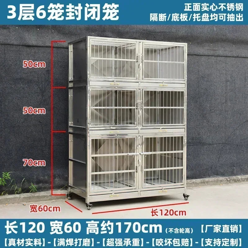 MMOOKA Stainless Steel Dog Cage Multi-Layer Pet Display Cabinet Pet Hospital Hospital Cage Display Cage