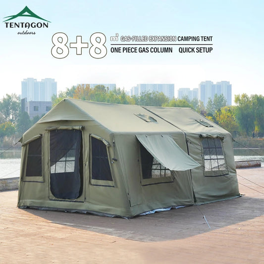 에어텐트8+8㎡Automatic Large Extend Inflatable Camping Tent Outdoor Quick Opening Tents 6-8 Person Hall Ridge Tent Family Gathering